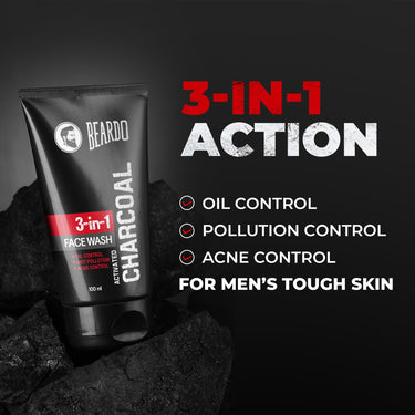 Beardo Activated Charcoal Face Wash for men, 100ml | For Deep Pore Cleaning and Removes Dirt | face wash for acne and pimples | face wash for oily skin